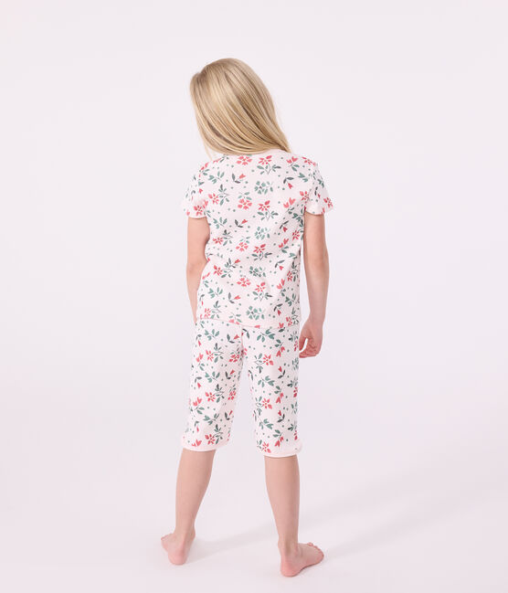 Pigiama capri in cotone a fiori bambina rosa FLEUR/bianco MULTICO