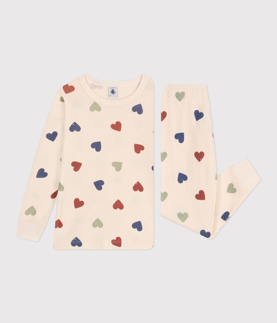 Pigiama bambino fantasia cuori in cotone bianco AVALANCHE/ MULTICO