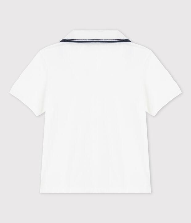 Polo manica corta in jersey bambino bianco