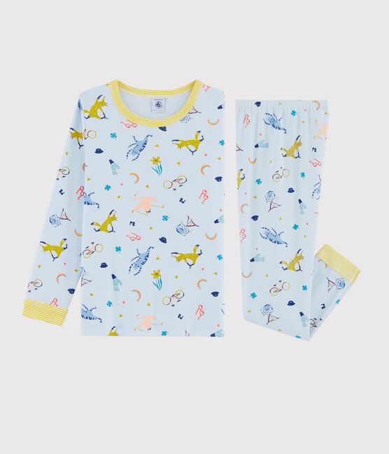 Pigiama maschera volpe bambino a costine blu FRAICHEUR/bianco MULTICO