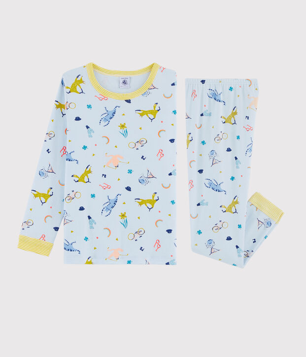 Pigiama maschera volpe bambino a costine blu/multicolore