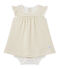 Abito-body per bebé femmina rigato bianco MARSHMALLOW/giallo DORE
