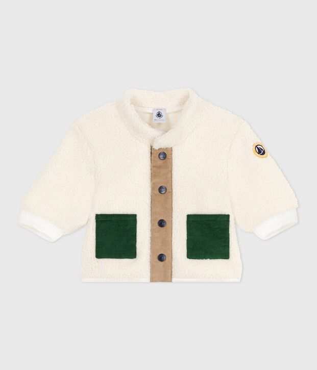 Cappotto in sherpa neonato. ecru/multicolore