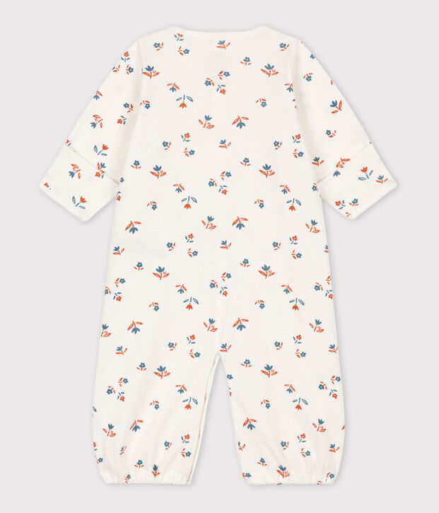 Tutina combisac di cotone con stampa per neonati bianco/multicolore