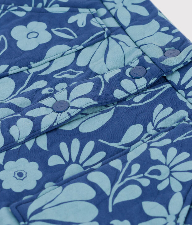 Gonna stampata in tubique trapuntato bambina blu/blu