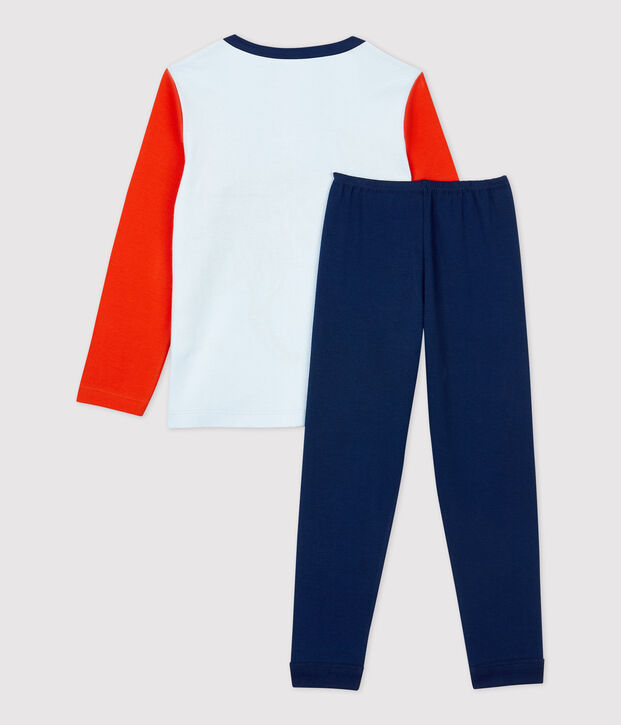 Pigiama bambino fantasia lupo in cotone blu/multicolore