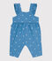Salopette in cotone con fiori ricamati e gamba lunga neonato blu ALASKA/bianco MARSHMALLOW