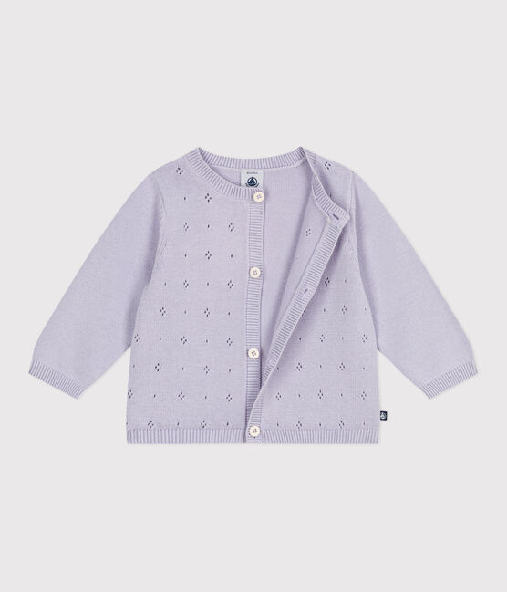 Cardigan in maglia di cotone tinta unita neonato viola PARME