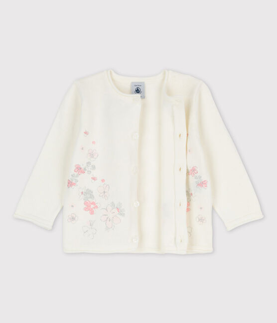 Cardigan in tricot jersey cotone/lino bebè femmina bianco MARSHMALLOW