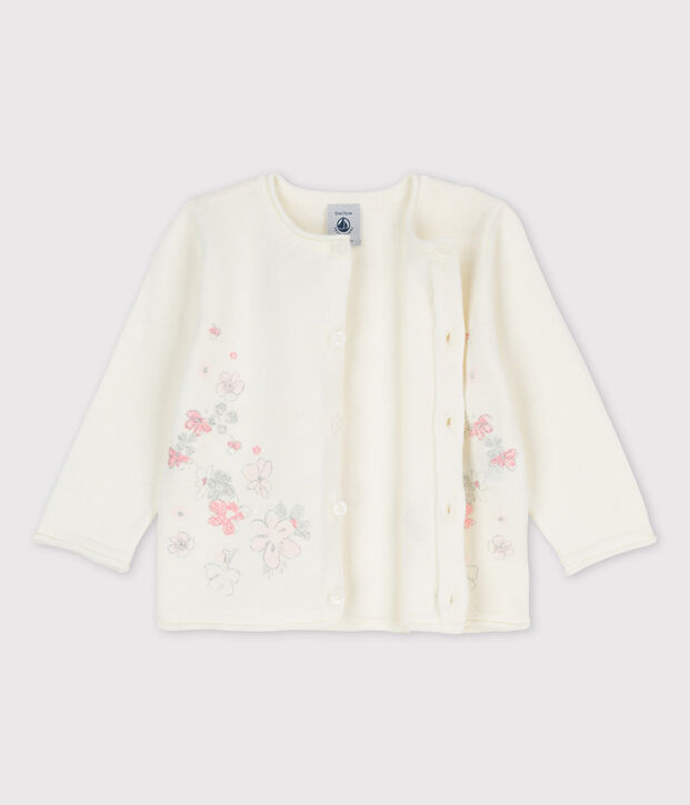 Cardigan in tricot jersey cotone/lino beb&egrave; femmina bianco