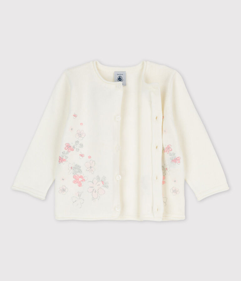 Cardigan in tricot jersey cotone/lino beb&egrave; femmina bianco
