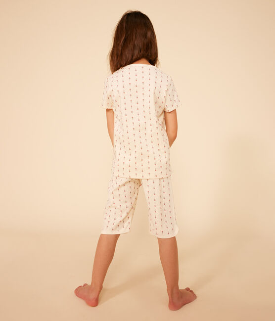 Pigiama Capri bambino fantasia fiori in cotone bianco AVALANCHE/ MULTICO