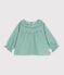 Blusa a maniche lunghe in cotone con stampa a cuori a quadretti vichy neonata verde/bianco