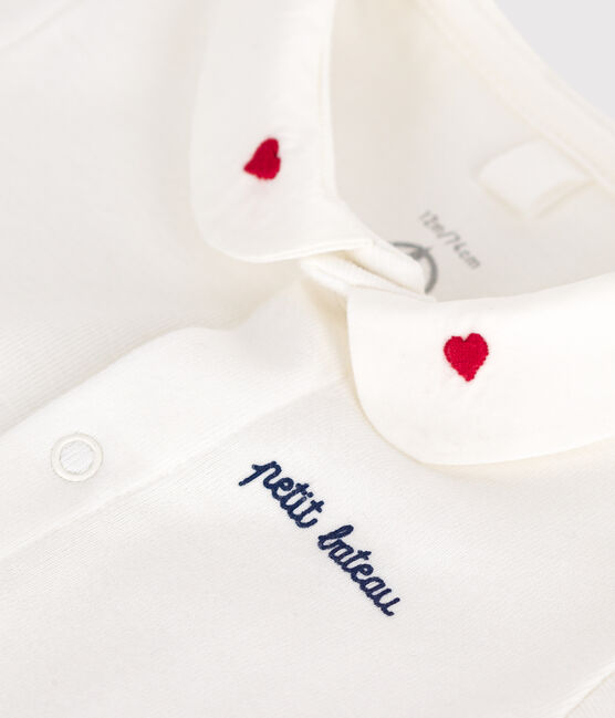 Body nascita a maniche corte e con colletto in cotone bianco MARSHMALLOW