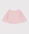 T-shirt a maniche lunghe in cotone a righe neonato. rosa/ecru