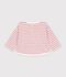T-shirt a maniche lunghe in cotone a righe neonato. rosa/ecru