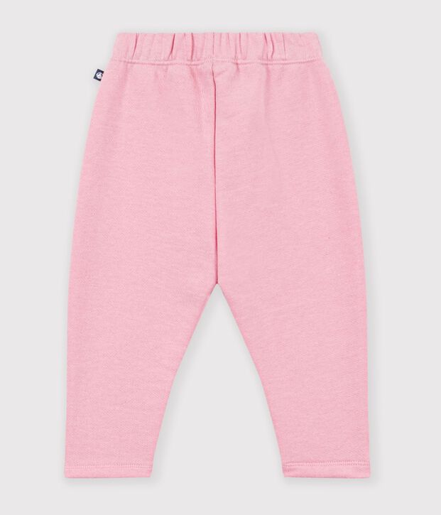 Joggers in cotone tinta unita neonato rosa