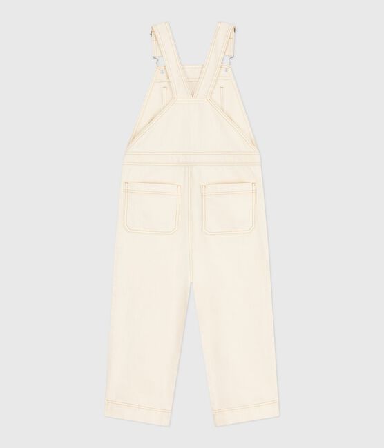 Salopette in denim tinta unita bambina ecru MILK