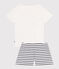 Pigiama corto in cotone con stampa a cuori donna bianco MARSHMALLOW/blu SMOKING