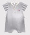 Tutina corta in cotone a righe con collo alla marinara neonato bianco MARSHMALLOW/blu SMOKING