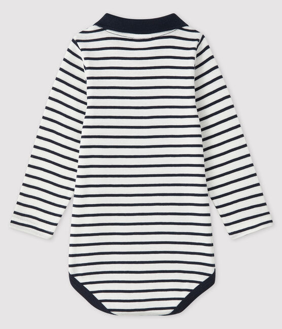 Body manica lunga bebè maschio bianco MARSHMALLOW/blu SMOKING
