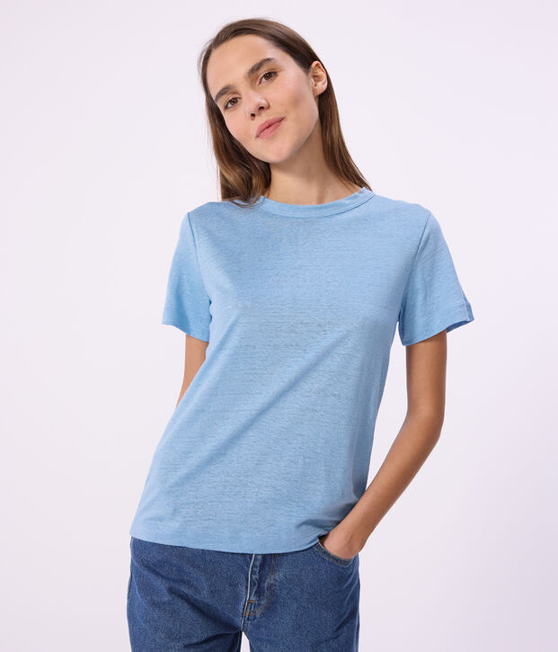 T-shirt da donna in lino a maniche corte FLO