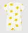 Tutina corta stampa vegetale bebè in cotone bianco MARSHMALLOW/ ORGE
