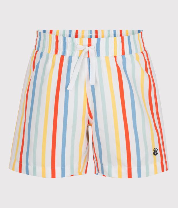 Shorts da mare a righe bambino bianco/multicolore