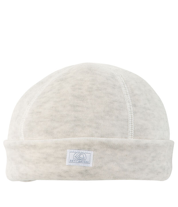 Cappellino di nascita in velluto beige