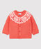 Cardigan 100% lana bebè. arancione OURSIN/bianco MARSHMALLOW
