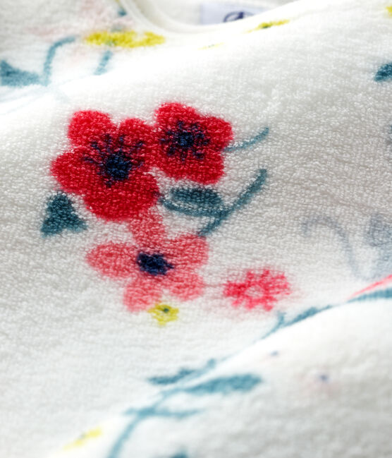 Tutina imbottita stampa a fiori bebé femmina in pile bianco MARSHMALLOW/bianco MULTICO