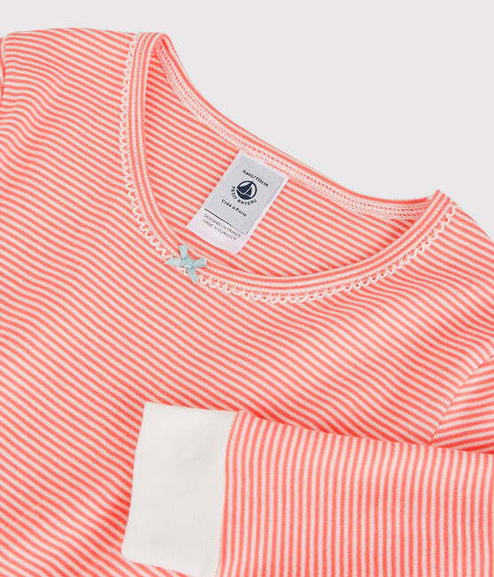Pigiama snugfit bambina millerighe in cotone rosa PEACHY/bianco MARSHMALLOW