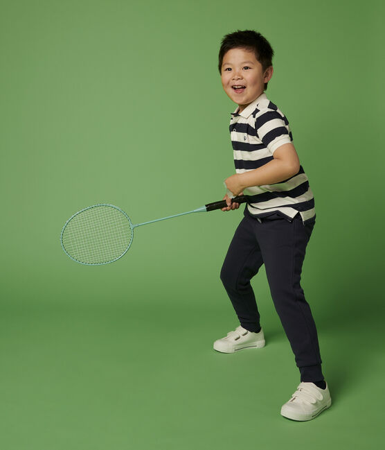Polo manica corta in jersey bambino blu SMOKING/bianco MARSHMALLOW