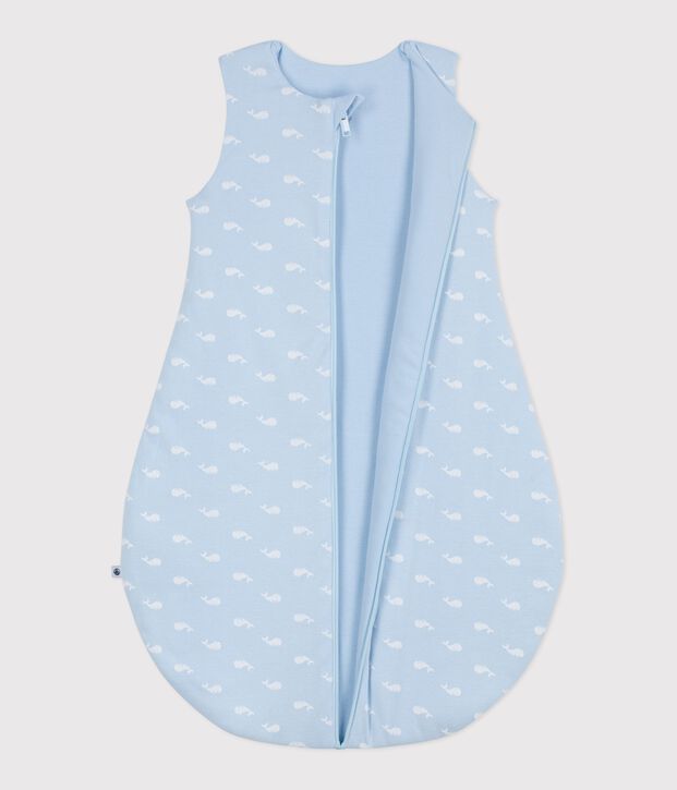 Sacco nanna in cotone con balena stampata neonato TOG 2,5 blu/bianco