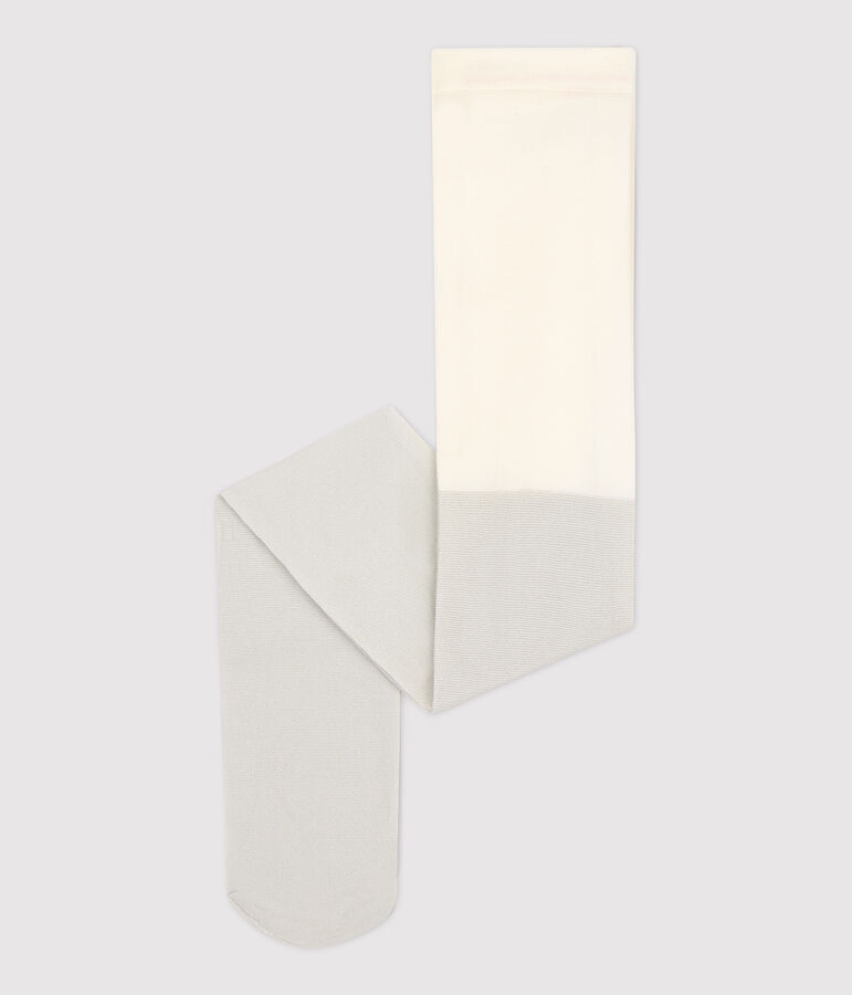 Collant in microfibra a paillette bambina bianco/grigio