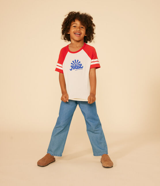 T-shirt bambino in jersey stampato rosso AVALANCHE/ AURORA