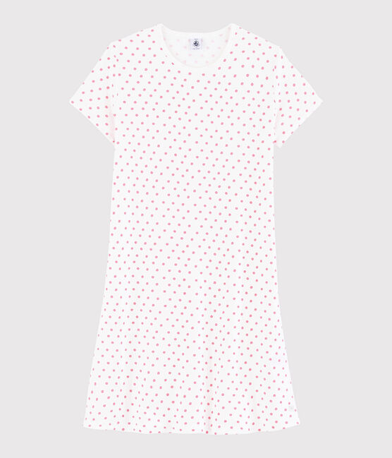 Camicia da notte pois rosa bambina-donna in cotone bianco MARSHMALLOW/rosa GRETEL