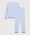Pigiama in spugna di cotone a righe donna blu/ecru