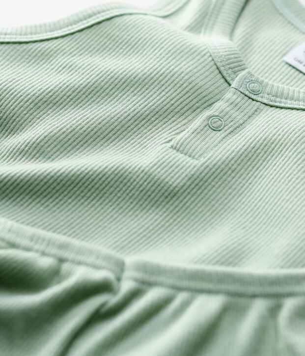 Pigiama corto a tinta unita giada bambino in cotone e Lyocell verde