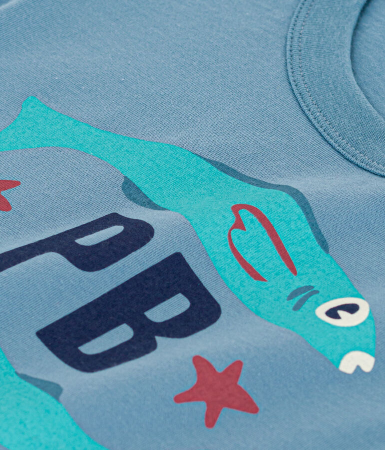 T-shirt  maniche corte in cotone bambino blu/verde