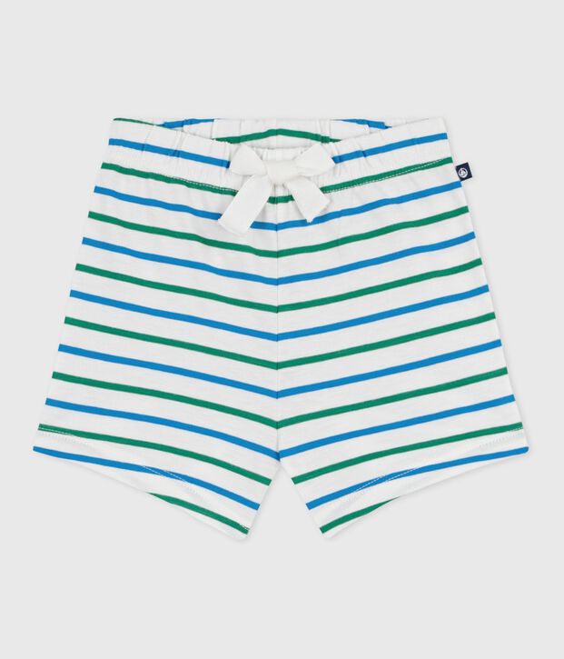 Shorts in cotone a righe bicolori neonato bianco/multicolore