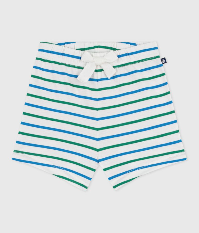 Shorts in cotone a righe bicolori neonato bianco/multicolore