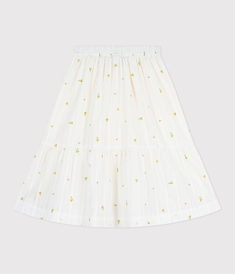 Gonna lunga bambina in cotone con stampa a fiori verde/verde