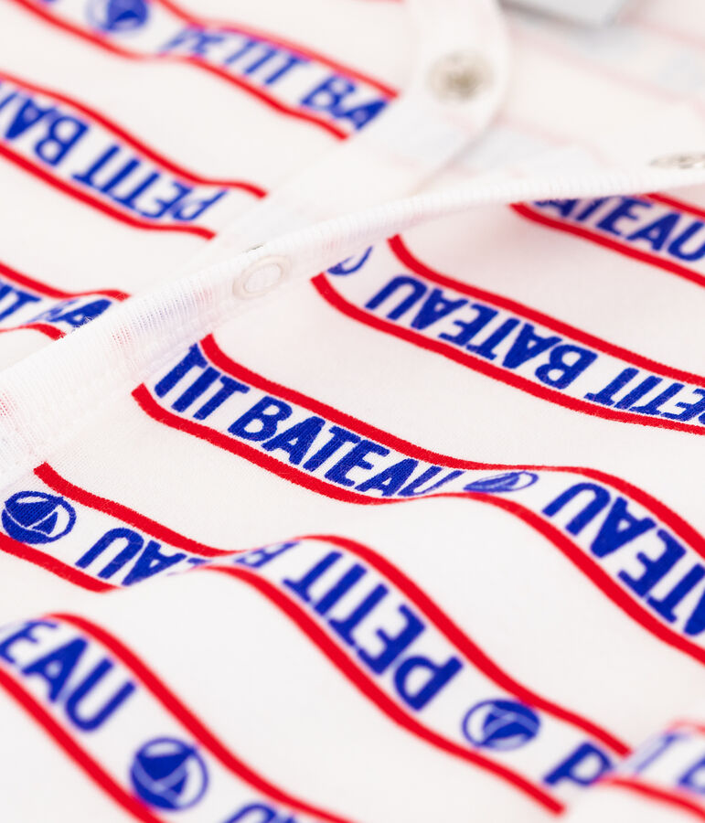 Tutina corta Petit Bateau beb&egrave; in cotone bianco/rosso/multicolore