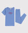 Pigiama a maniche corte rigato in cotone unisex blu PERSE/bianco MARSHMALLOW