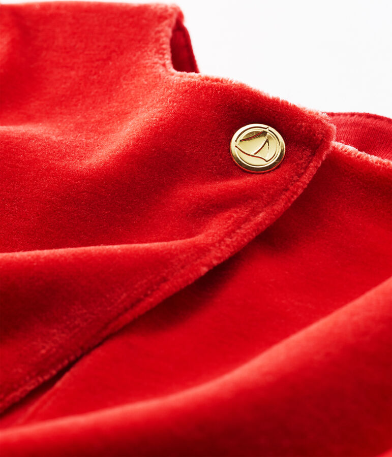 Cardigan beb&egrave; femmina in maglia di velluto rosso