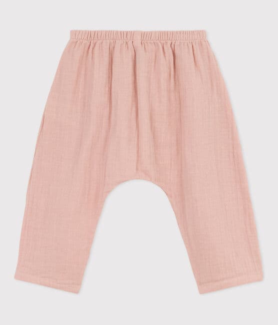 Pantaloni bebè in garza di cotone rosa SALINE