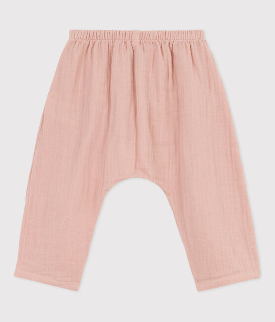 Pantaloni bebè in garza di cotone rosa SALINE