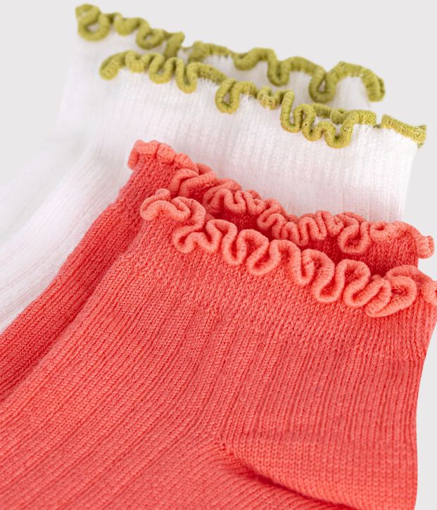 2 paia di calzini in cotone con dettaglio all'uncinetto bambina multicolore