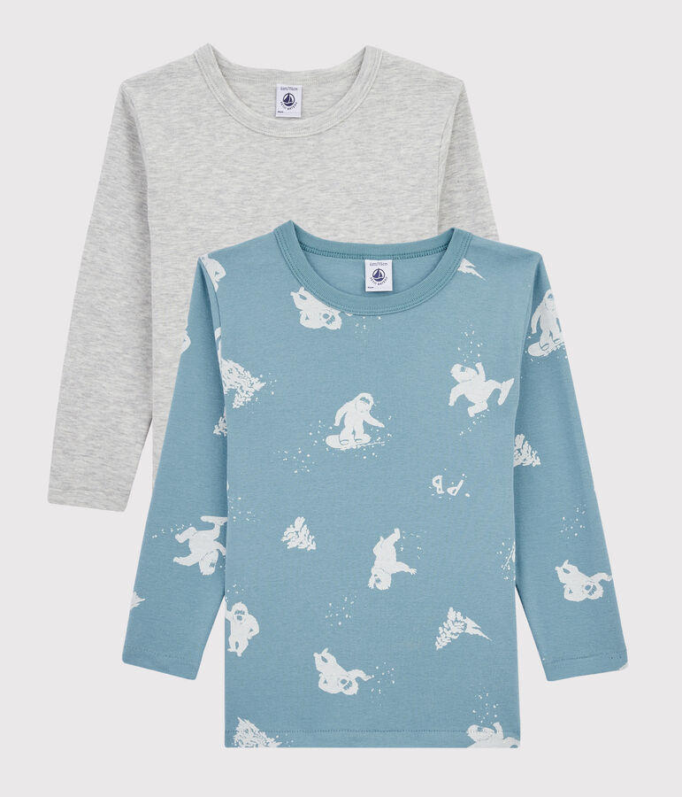 Confezione da 2 t-shirt manica lunga fantasia zampa dello yeti da bambino multicolore